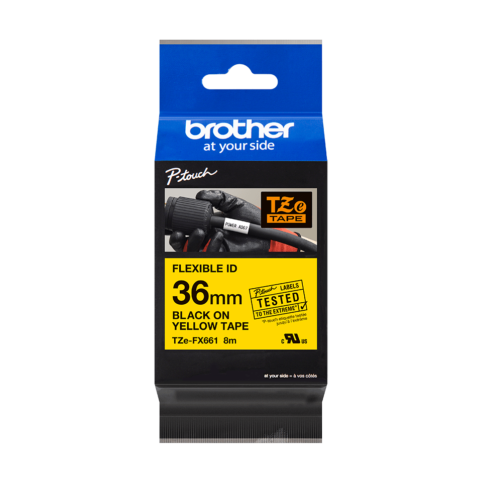 Cassette à ruban pour étiqueteuse TZe-FX661 Brother originale – Noir sur jaune, 36 mm de large 3